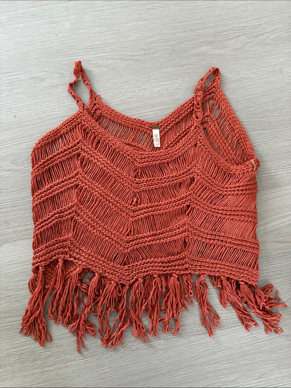 Women’s Rust Crocheted Fringe Tank Top